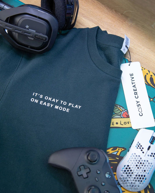 "It's okay to play on easy mode" Crewneck Sweater